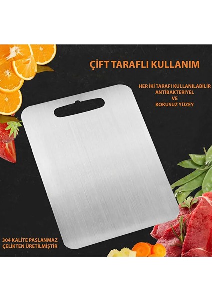 Paslanmaz Çelik 3’lü Kesme Tahtası Seti | Kaymaz Tabanlı Hijyenik Mutfak Kesme Seti fiyatları