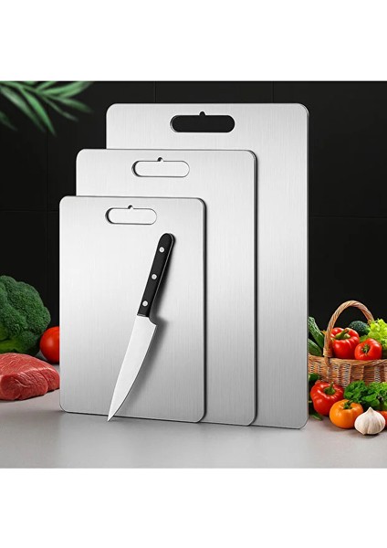 Paslanmaz Çelik 3’lü Kesme Tahtası Seti | Kaymaz Tabanlı Hijyenik Mutfak Kesme Seti fırsatları