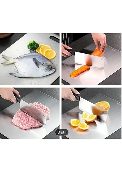 Paslanmaz Çelik 3’lü Kesme Tahtası Seti | Kaymaz Tabanlı Hijyenik Mutfak Kesme Seti indirimleri