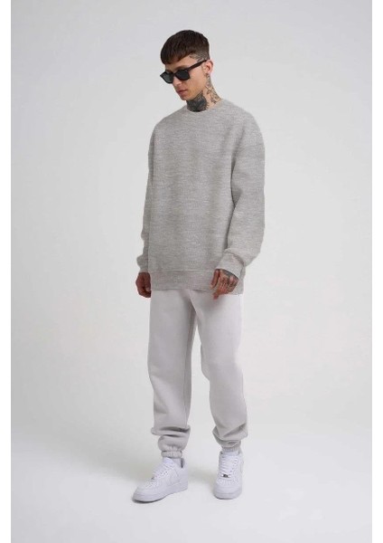 Unisex Biskilet Yaka Üç Iplik Sweatshirt - Gri fiyatları