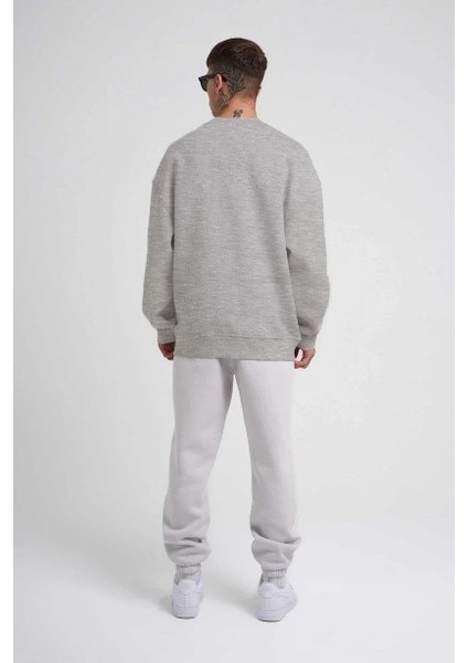 Unisex Biskilet Yaka Üç Iplik Sweatshirt - Gri modelleri