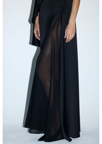 Asimetrik Saten Elbise Siyah 12445957000 fırsatları