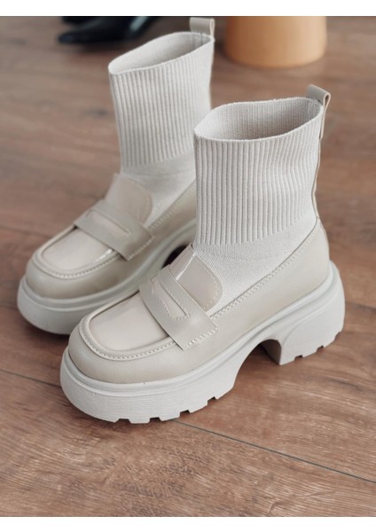 Wanye Premium Bej Triko Streçli Bot