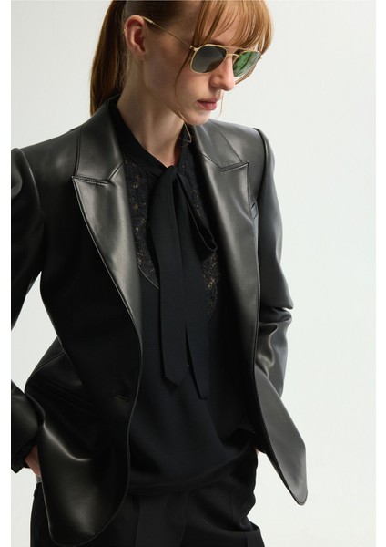 Deri Blazer Ceket Siyah 119L9211001 fırsatları