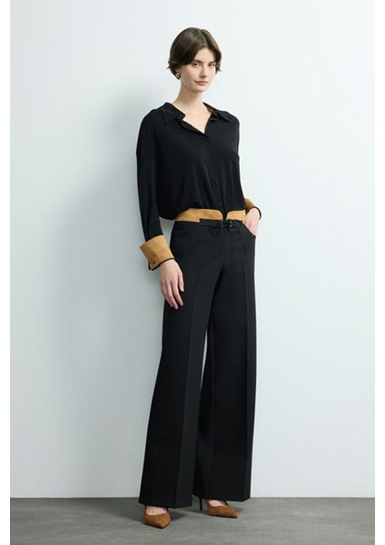 Geniş Paça Cepli Pantolon Siyah 153M2226000