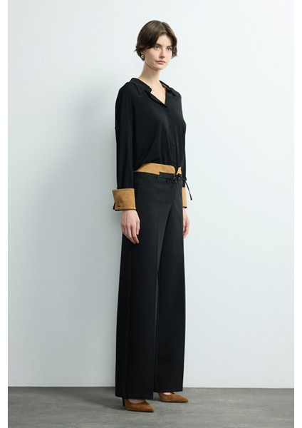 Geniş Paça Cepli Pantolon Siyah 153M2226000 fırsatları