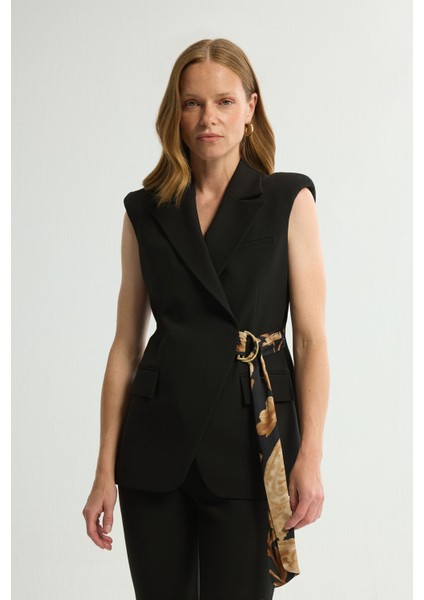 Kuşaklı Tokalı Yelek Siyah 179L9205002