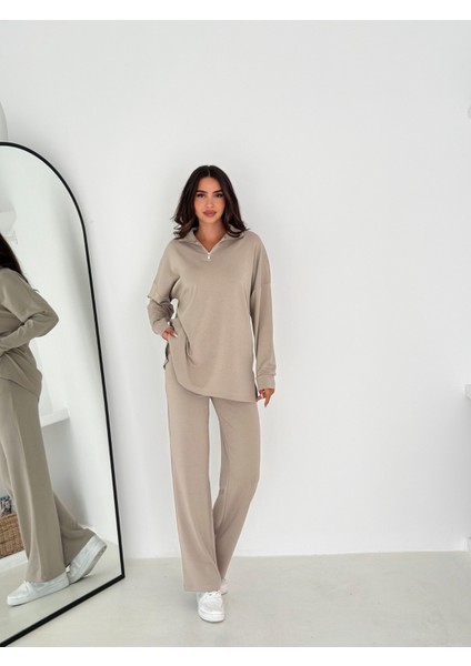 Kadın Fermuarlı Rahat Kesim 2'li Eşofman Takımı - Günlük ve Şık Kombin fırsatları