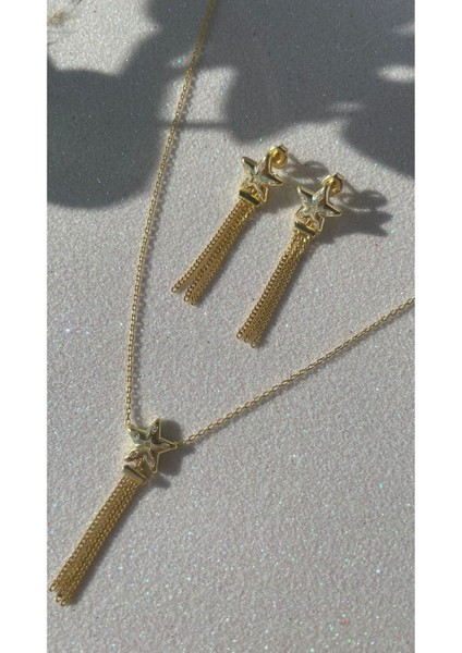 Taşlı Sallantılı Yıldız Küpe Yıldızlı Küpe Star Küpe Trend ve Kibar Küpe Sevgiliye Hediye indirimleri