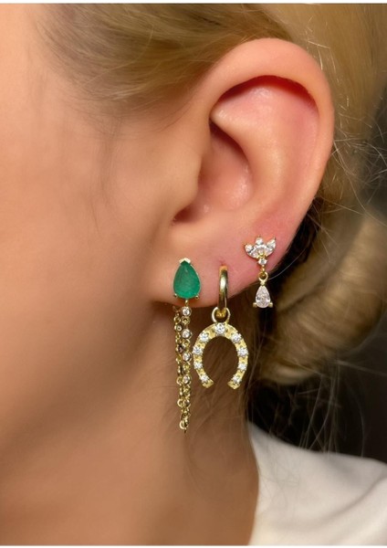 Zümrüt Paraiba Taşlı Damla Model Sallantılı Küpe 925 Ayar Gümüş fiyatları