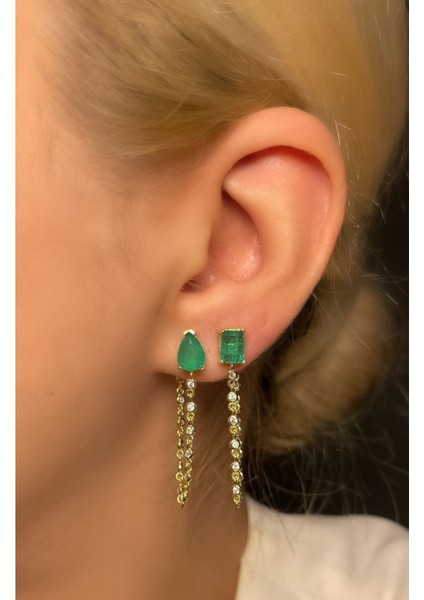 Zümrüt Paraiba Taşlı Damla Model Sallantılı Küpe 925 Ayar Gümüş fırsatları