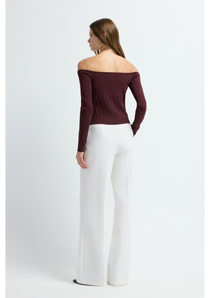 Zigzag Örgülü Triko Kazak Murdum 13945301000 indirimleri