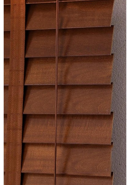 Wooden Blinds %100 Doğal Ahşap Jaluzi Perde 50MM,ALÜMINYUM Kasalı Yüksek Kaliteli - Ceviz Kurdelalı