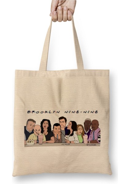 The One Where They Are Back Brooklyn 99 Beyaz Bez Çanta Uzun Saplı Alışveriş Çantası Plaj Çantası