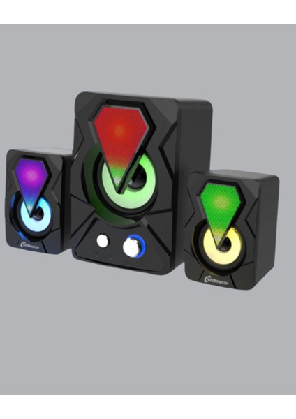 bulurum rgb ışıklı usb hoparlör seti 9w çıkış gücü derin bas modelleri
