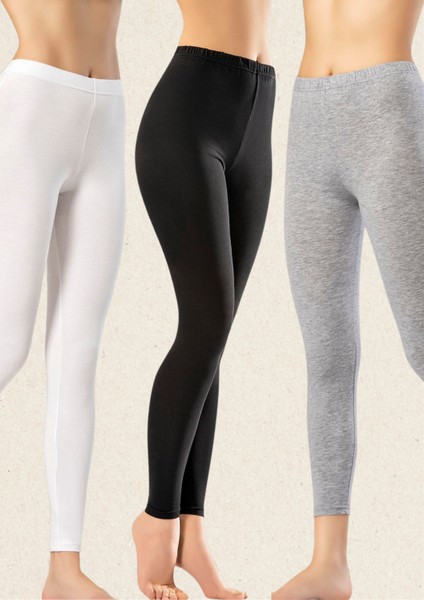 Kadın Giyim 3 Adet Pamuklu & Esnek Günlük Giyim Tayt LL.K61.O84.002