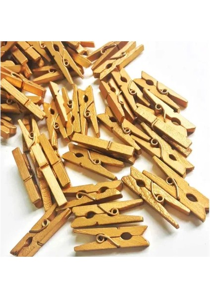 100'LÜ Gold Ahşap Mandal Seti