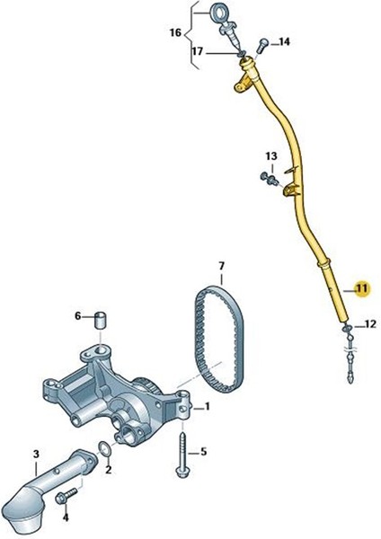 Skoda Yeti 2014-2018 1.6 Dizel Cay Motor Yağ Çubuk Borusu 03L103634G modelleri