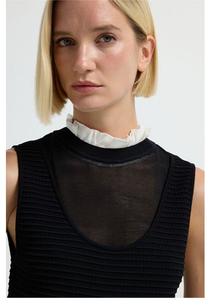 Garnili Kolsuz Triko Elbise Siyah 12445596000 modelleri