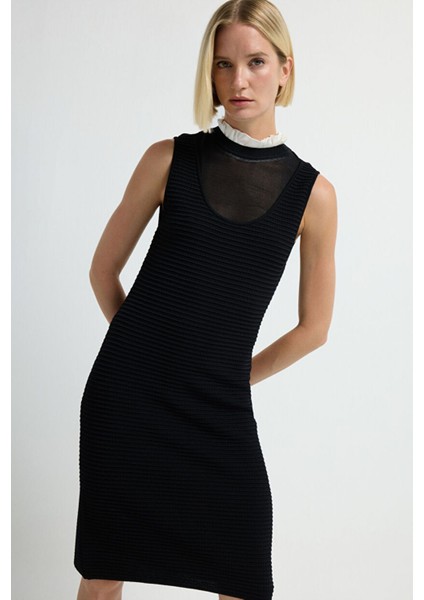 Garnili Kolsuz Triko Elbise Siyah 12445596000 indirimleri