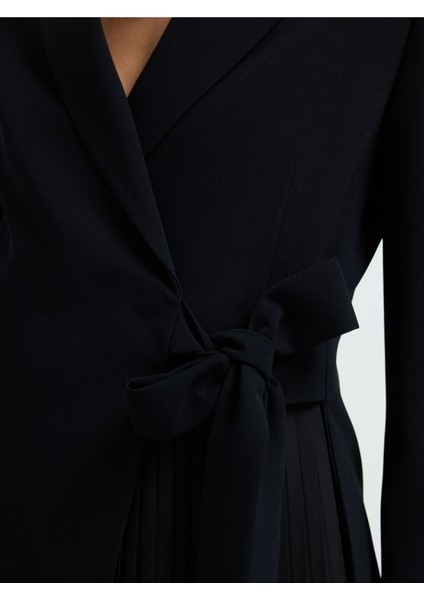 Pilise Detaylı Ceket Elbise Siyah 12443527002 modelleri