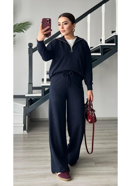 Lacivert Modal Kumaş Yarım Fermuarlı Takım fırsatları