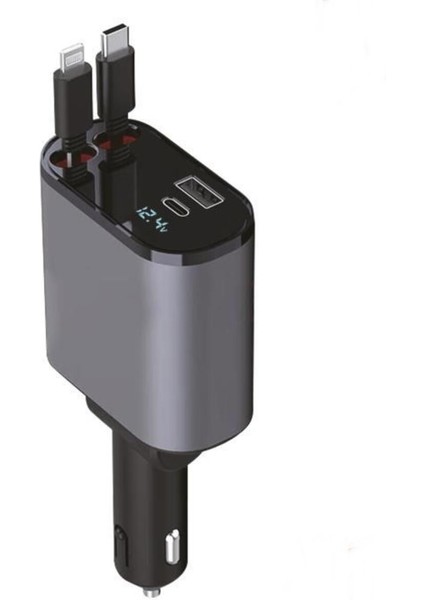 G16 120W Süper Hızlı Araç Şarjı, Entegre Type-C ve Lightning Kablo