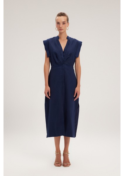 Bağlama Detaylı Elbise Lacivert 12443843000