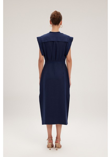 Bağlama Detaylı Elbise Lacivert 12443843000
