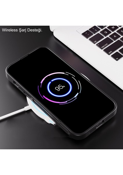 Apple iPhone 17 Lens Hediyeli Kapak Kamera Korumalı Wireless Şarj Özellikli Standlı Premium Kılıf - Çöl Titanyum