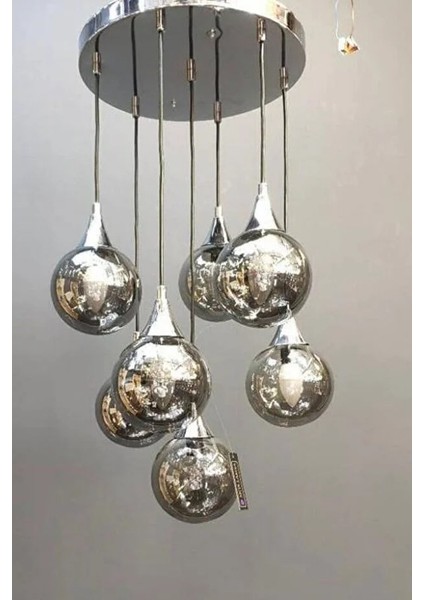 7'li Damla Krom Sarkıt Avize