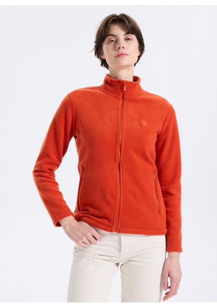 D5WL-SWT3303 Kiremit Dik Yaka Basic Düz Kadın Polar Sweatshırt modelleri