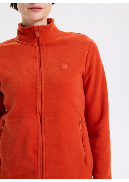 D5WL-SWT3303 Kiremit Dik Yaka Basic Düz Kadın Polar Sweatshırt fırsatları