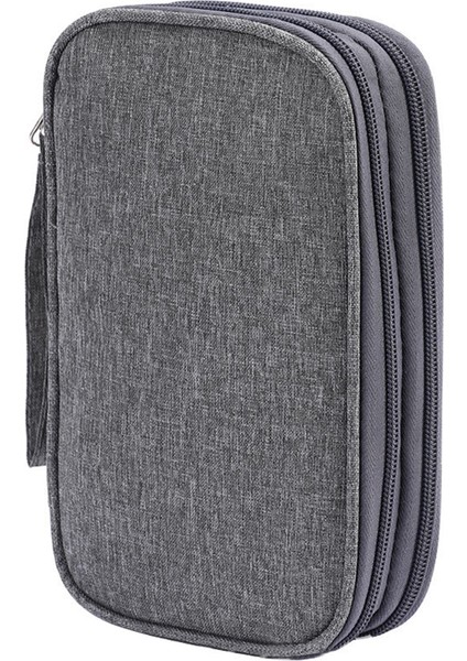 Seyahat Düzenleyici Çok Işlevli Su Geçirmez Aksesuar Çantası Çift Katmanlı Kablo Saklama Çantası Kablolar, Taşınabilir Şarj Cihazı ve USB Flash Bellek Için - Gri (Yurt Dışından)