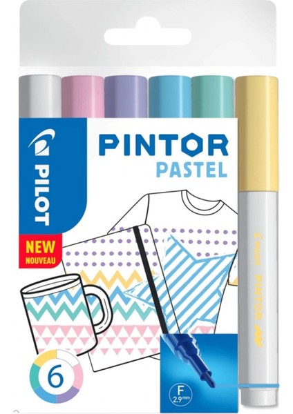 Pılot Pintor (F) Yuvarlak Uç 6 Renk Pastel Renkler Set
