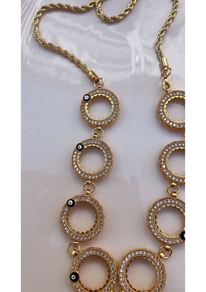 🧿 9'lu Altın Kaplama Çeyrek Altın Koymalı Nazar Boncuklu Kolye 🧿 fiyatları