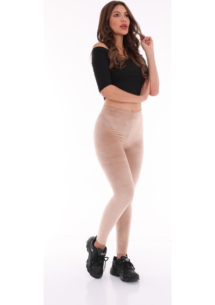 Fransız Kadife Toparlayıcı Tayt Bej indirimleri