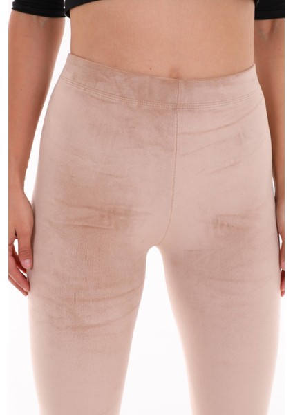Fransız Kadife Toparlayıcı Tayt Bej