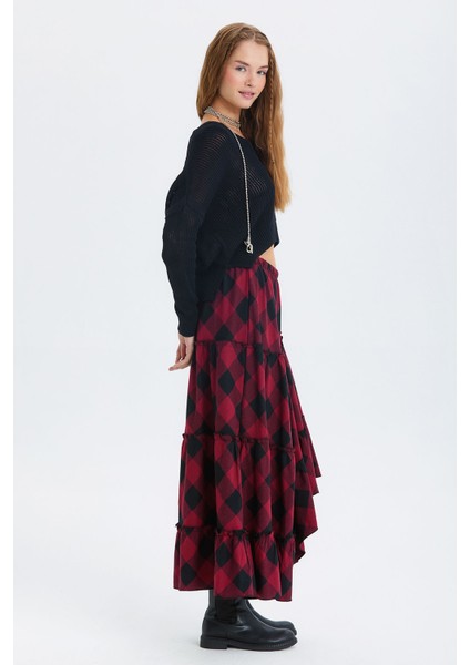 Hippi Tarz Desenli Maxi Etek Bordo indirimleri