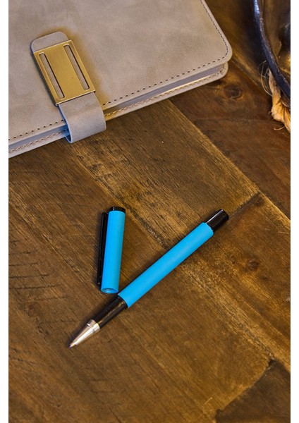 Kişiye Özel Mavi Kapaklı Mavi Mürekkepli Düz Roller Tükenmez Kalem fiyatları