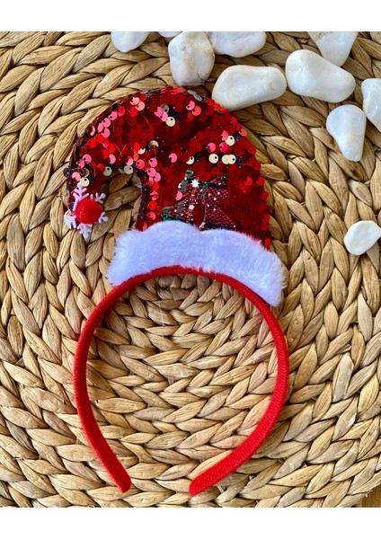 Kırmızı Renk Parlak Noel Baba Şapkalı ve Geyik Modelli Iki Adet Yılbaşı Taç indirimleri