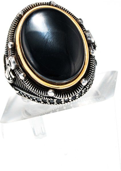 Modern Tasarım Kırmızı Doğal Taşlı Saf 925 Ayar Gümüş Erkek Yüzük