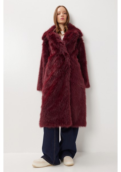 Uzun Suni Kürk Kaban LFG0169 Bordo modelleri