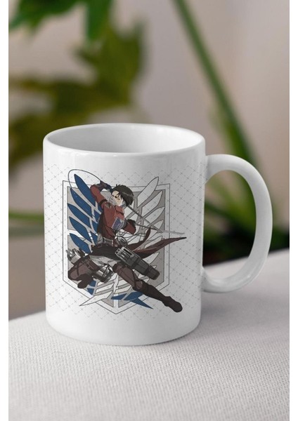 Attack On Titan Anime Temalı Beyaz Kupa Bardak Sevgiliye Arkadaşa Hediye