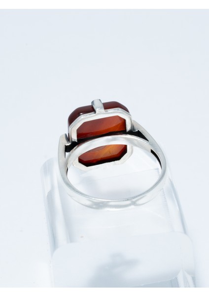 Modern Tasarım Kırmızı Doğal Taşlı Saf 925 Ayar Gümüş Erkek Yüzük indirimleri