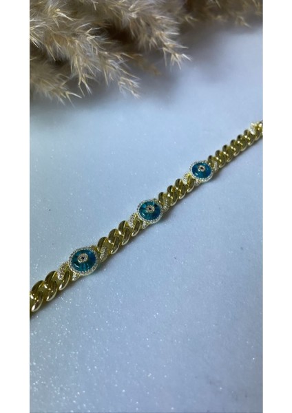 Altın Kaplama 3'lü Nazar Göz Gurmet Bileklik 925 Ayar Gümüş fiyatları