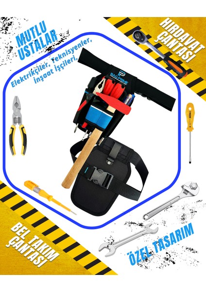 Hırdavat Çantası Bel Çantası,alet Takım Çantası Bez Hırdavat Çantası Kemer Klipsli Plastik Korumalı 8 Bölmeli fırsatları