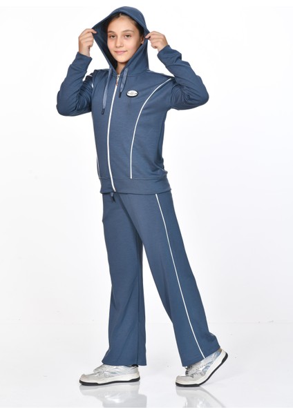 Liora Kapüşonlu Kız Çocuk Eşofman Takımı Mavi