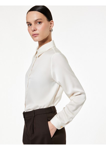Uzun Kollu Düğmeli Klasik Yaka Saten Gömlek fiyatları