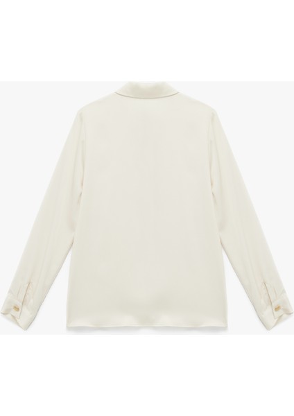 Uzun Kollu Düğmeli Klasik Yaka Saten Gömlek fırsatları